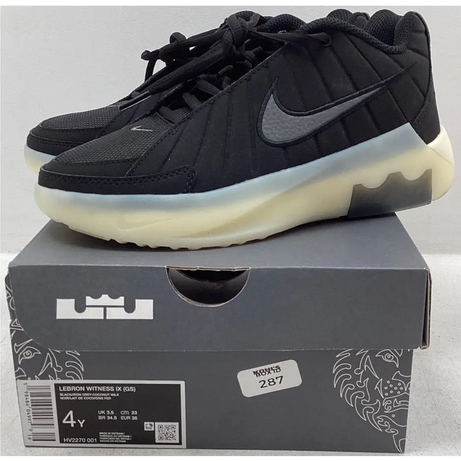 Nike Lebron Witness IX GS Black Iron Grey Coconut Milk Sneaker US 4Y Unisex Kids