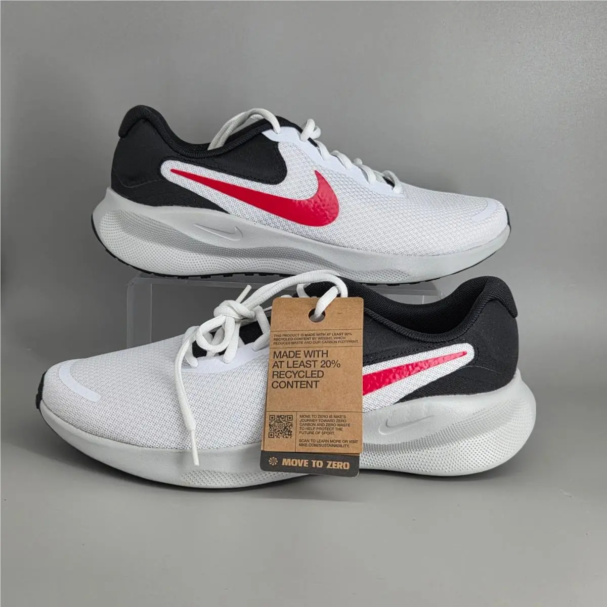 Nike Revolution 7 Running Shoes Mens 9.5 White Fire Red Black FB2207 102