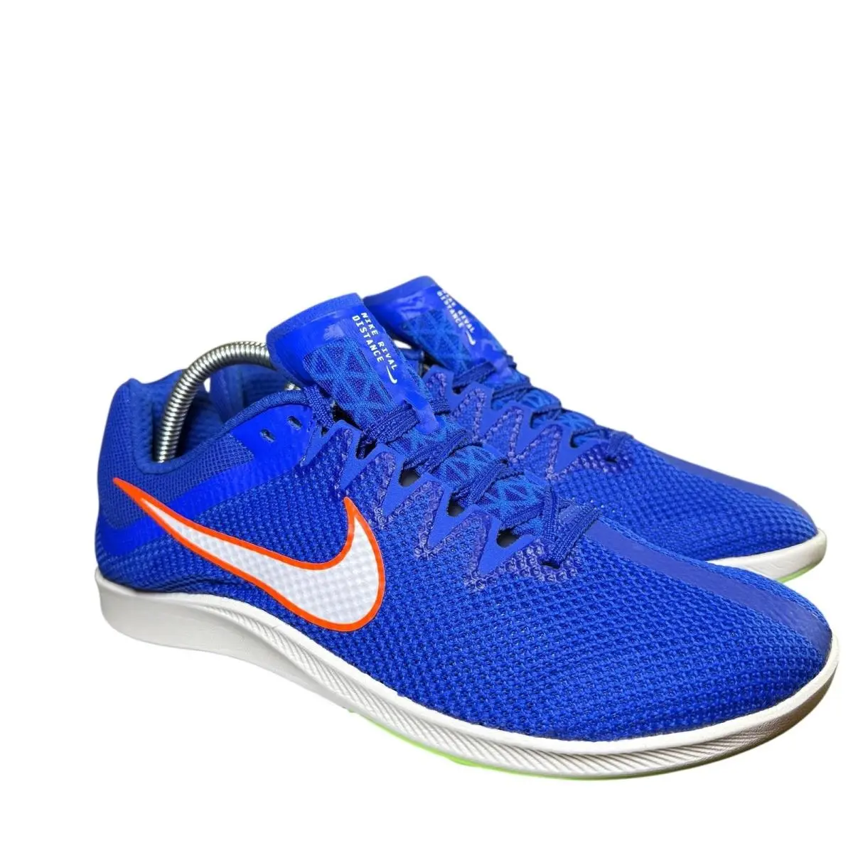 Nike Rival Distance Track Spikes Blue Volt White 9.5M w/ Bag Extra Spikes