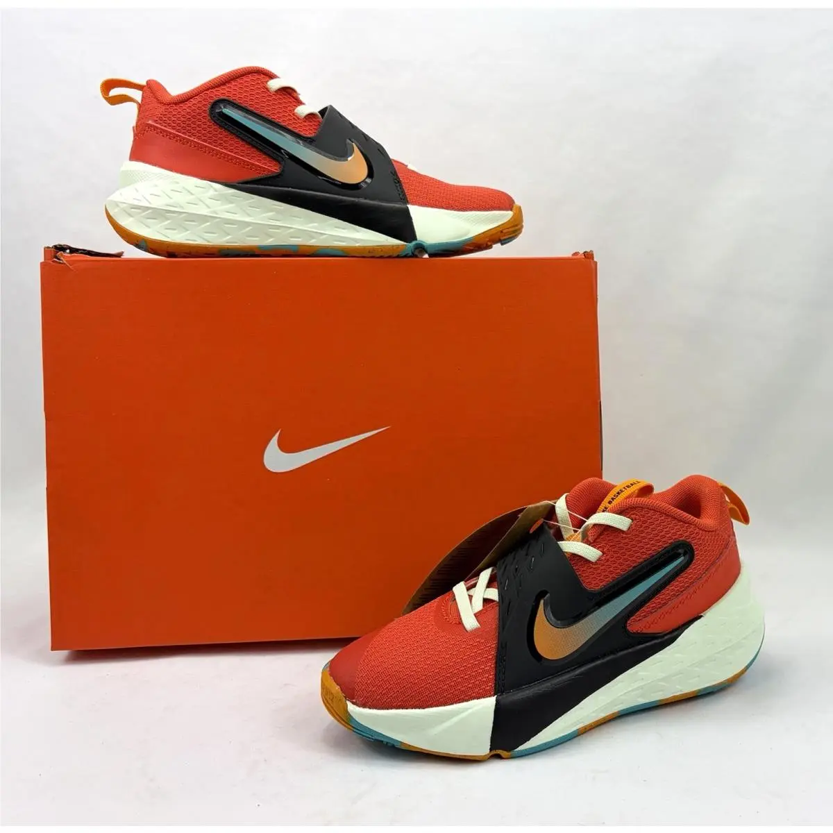Nike Team Hustle D 12 (ps) Team Hustle D 12 PS Sneaker Shoes HF6280-601 Orange/red Kids SZ 1.5Y