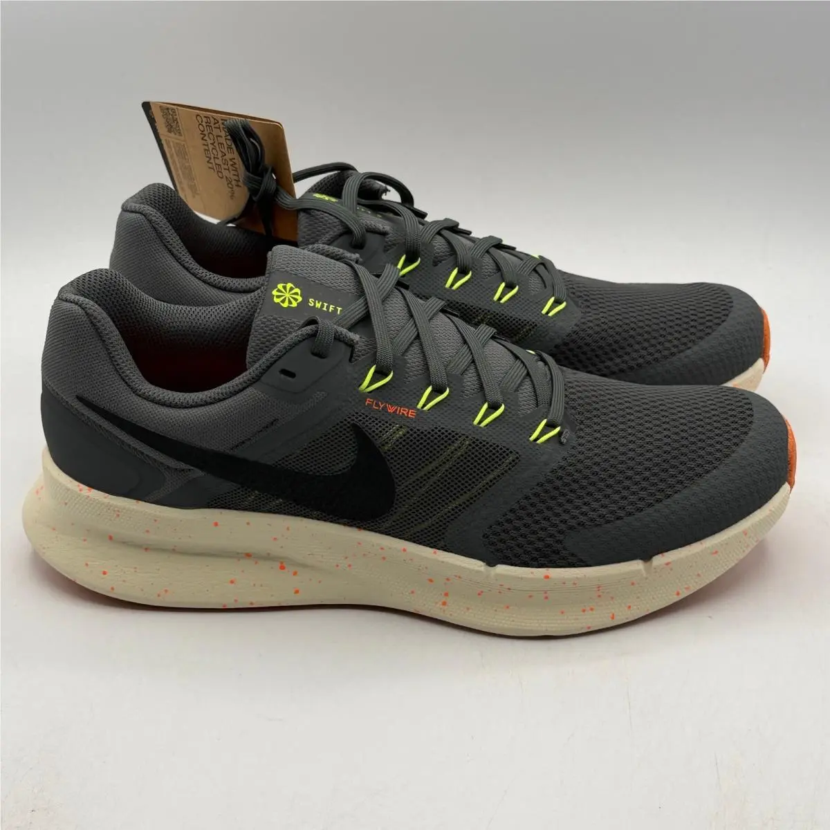 Nike Run Swift 3 Men Size 11 Grey Orange Flywire Running Shoes HV5226-068
