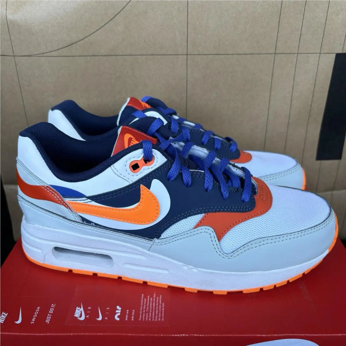 Nike Air Max 1 “upside Down” Orange Blue FQ7407-001 Size 6.5Y / Women Size 8