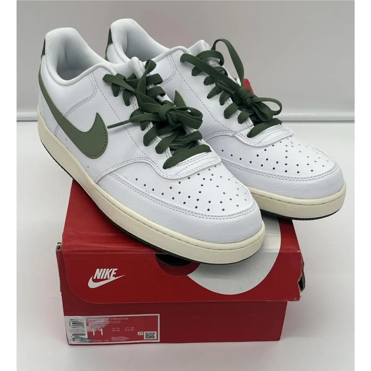 Nike Court Vision Low ‘white Oil Green’ Men’s Size 11 Shoes Sneakers