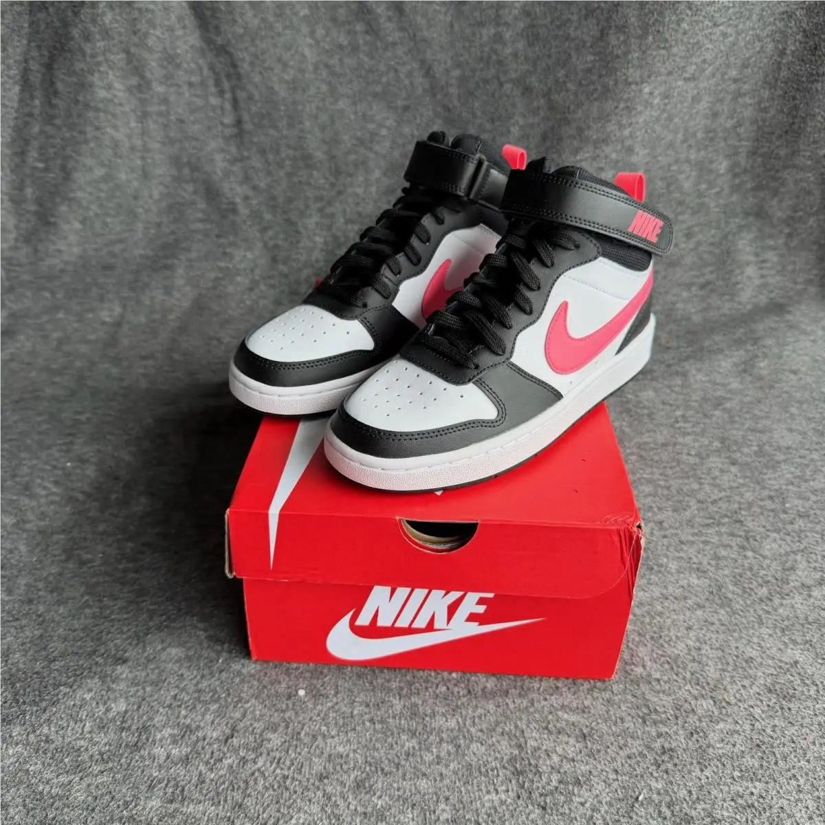 Nike Court Borough Mid 2 Shoes Youth 5Y Black Pink Sneakers CD7782-005