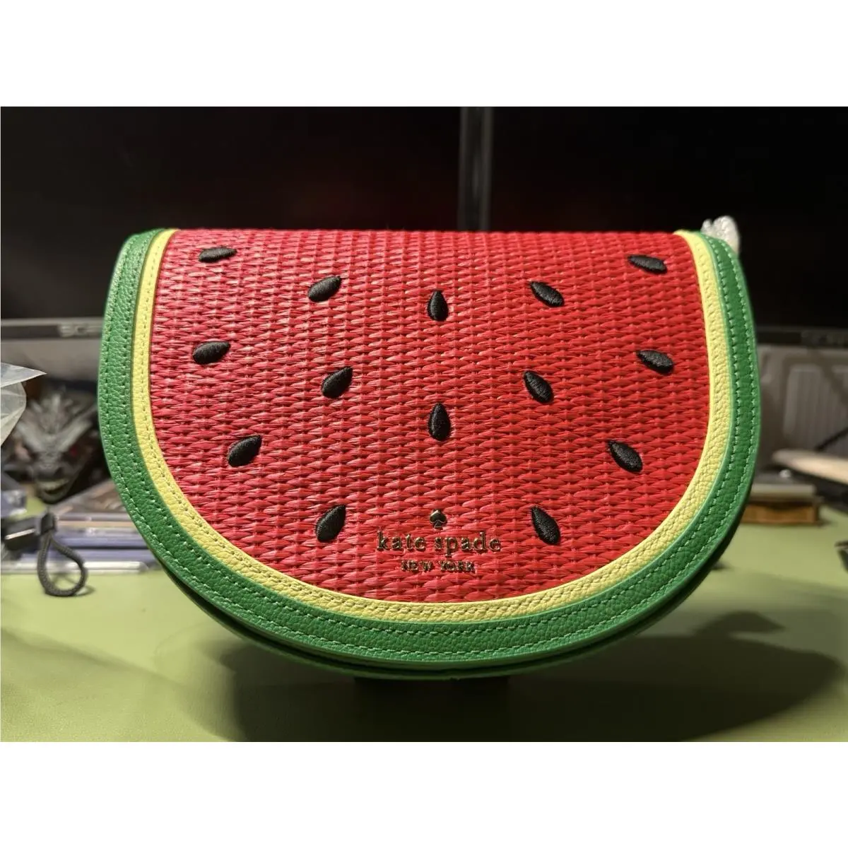 Kate Spade Watermelon Luna Crescent Straw Crossbody Novelty