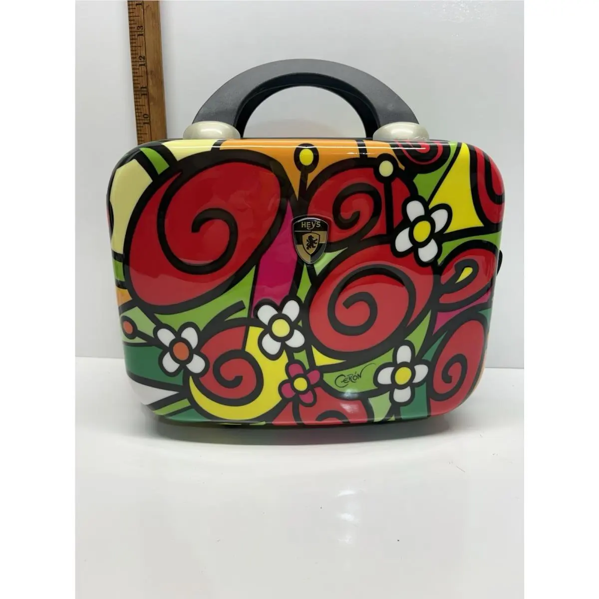 Britto Cosmetic Train Case Hard Shell Travel Makeup Floral Art Carry On by Heys