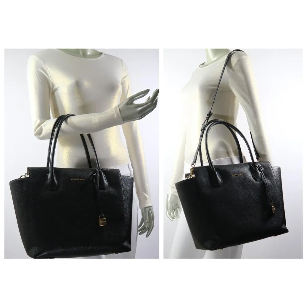 Mercer Large Satchel Leather Tote in Cinder Cherry Black Black by Michael Kors