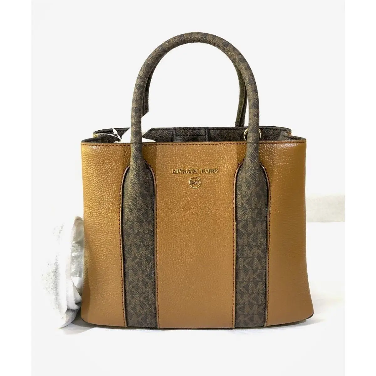 Michael Kors Pebble Leather Signature Logo Medium Messenger Bag Luggage