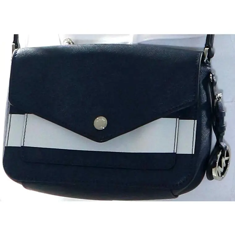 Michael Kors Saffiano Stripe Greenwich Crossbody Leather Navy/white