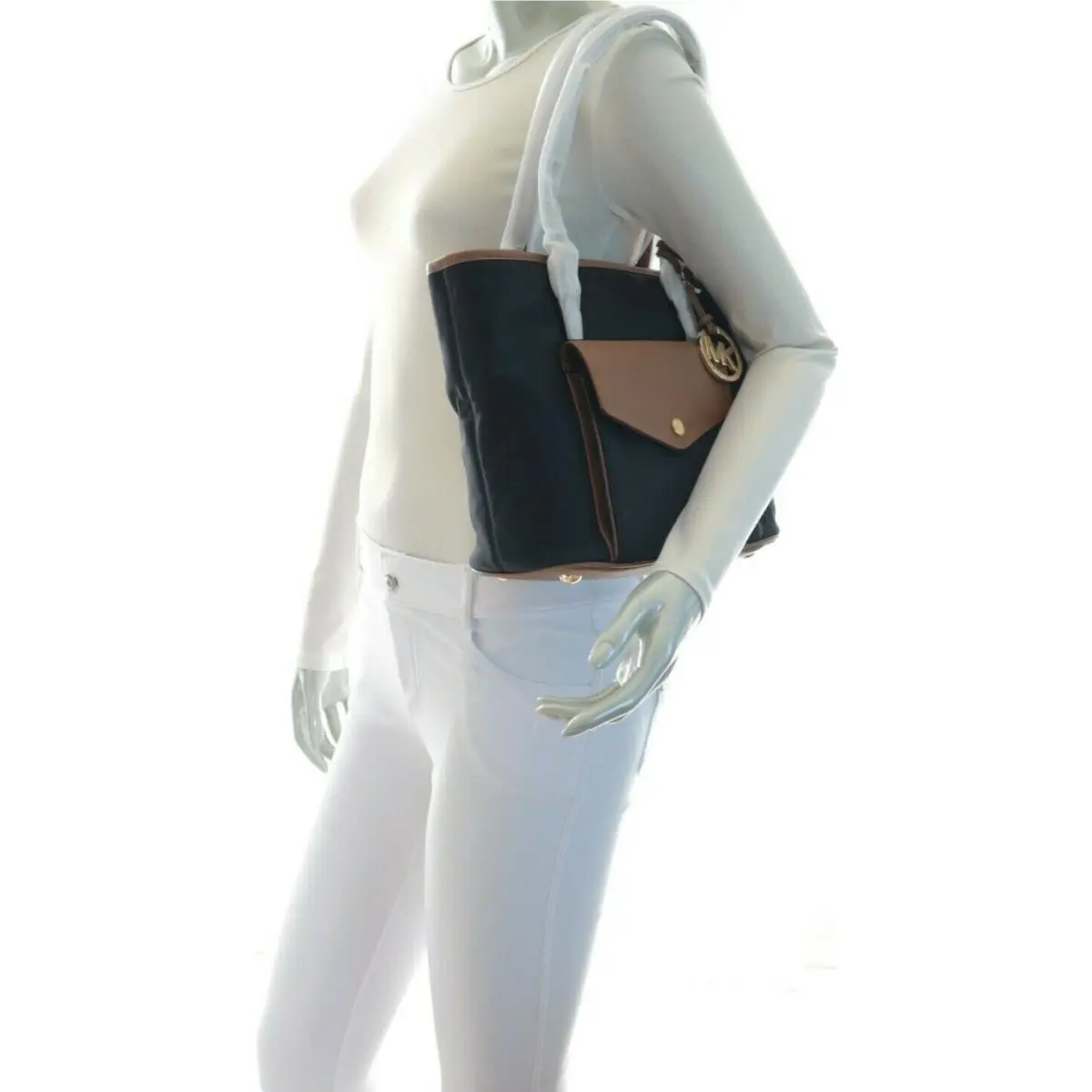Michael Kors Jet Set Item Nylon Medium Pocket Multifunction Tote Black