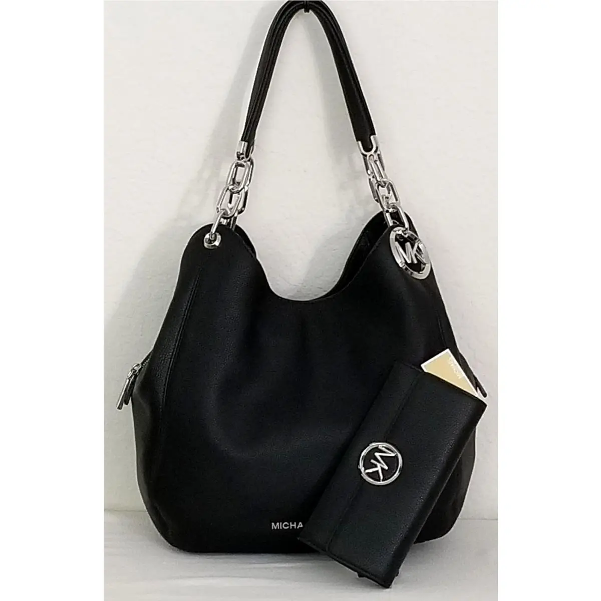 Michael Kors Lillie Black Leather Shoulder Tote Bag +/or Matching Wallet