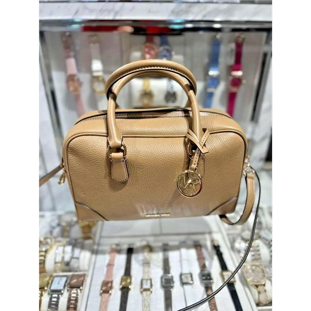 Thompson Women Medium Grained Leather Duffle Satchel Bag Handbag MK CAMEL by Michael Kors