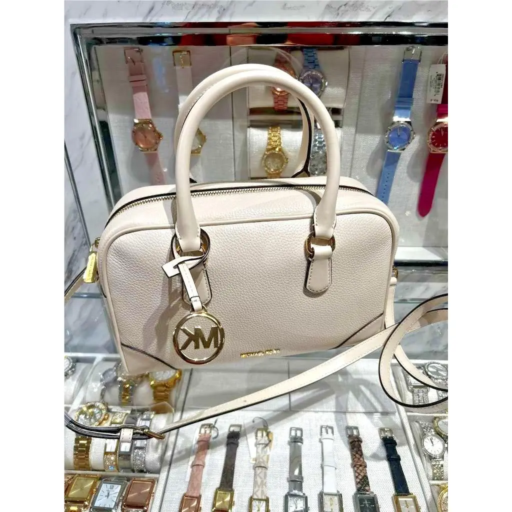 Thompson Women Medium Grained Leather Duffle Satchel Bag Handbag MK LIGHT CREAM by Michael Kors