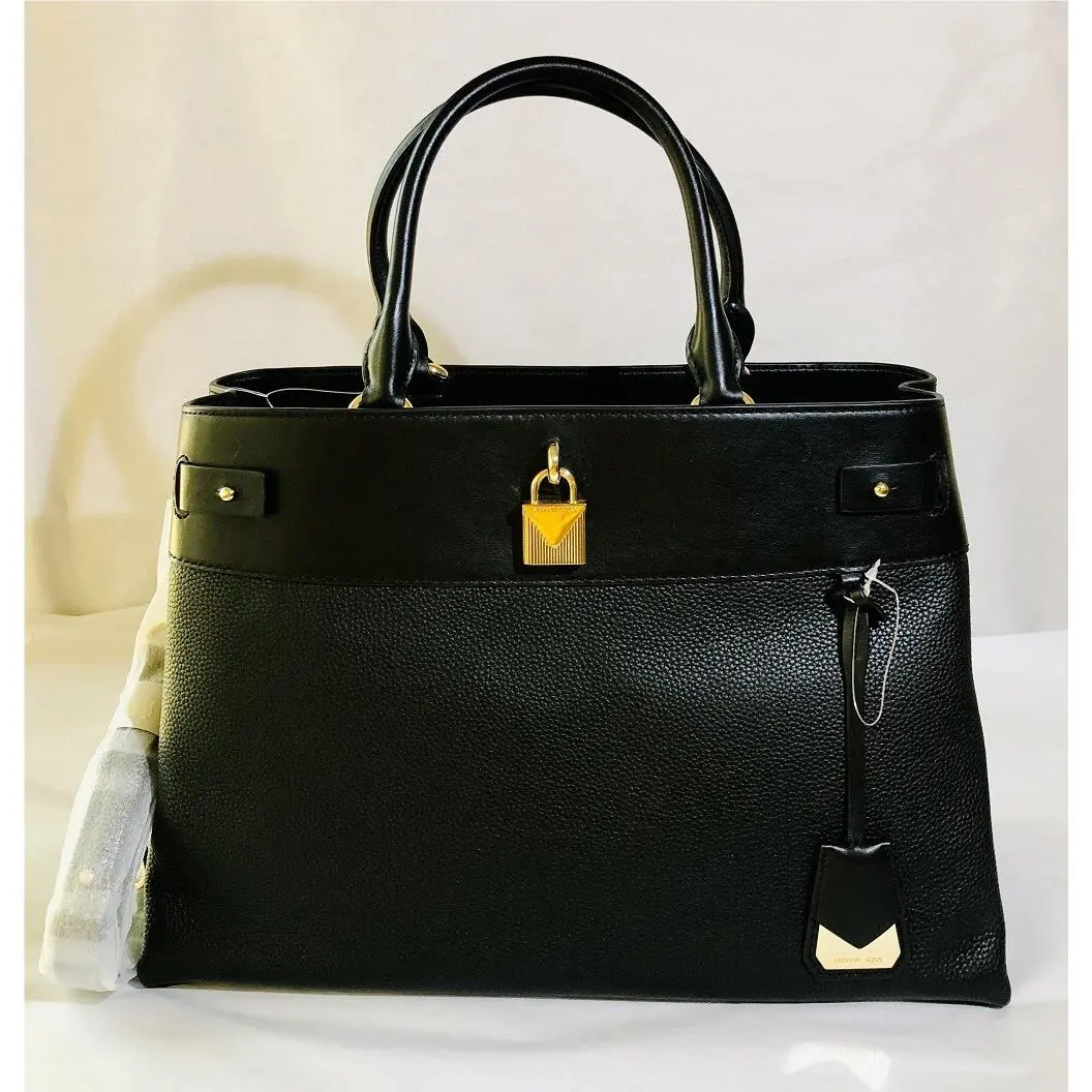 Kors Gramercy Top Handle Large Snap Satchel Black