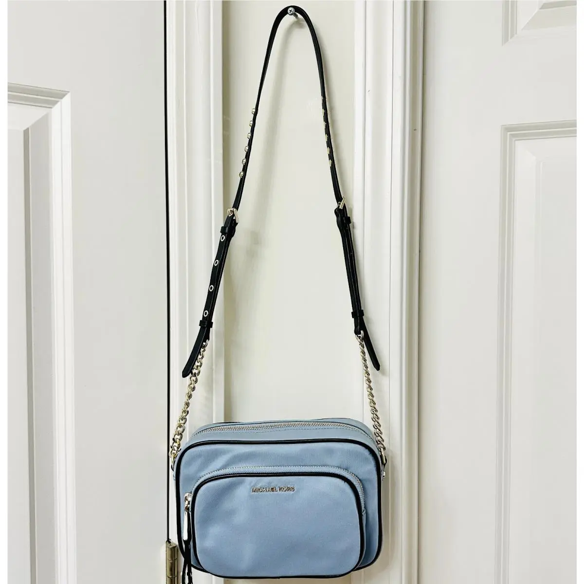 Kors Leila Nylon Camera Bag Pale Blue