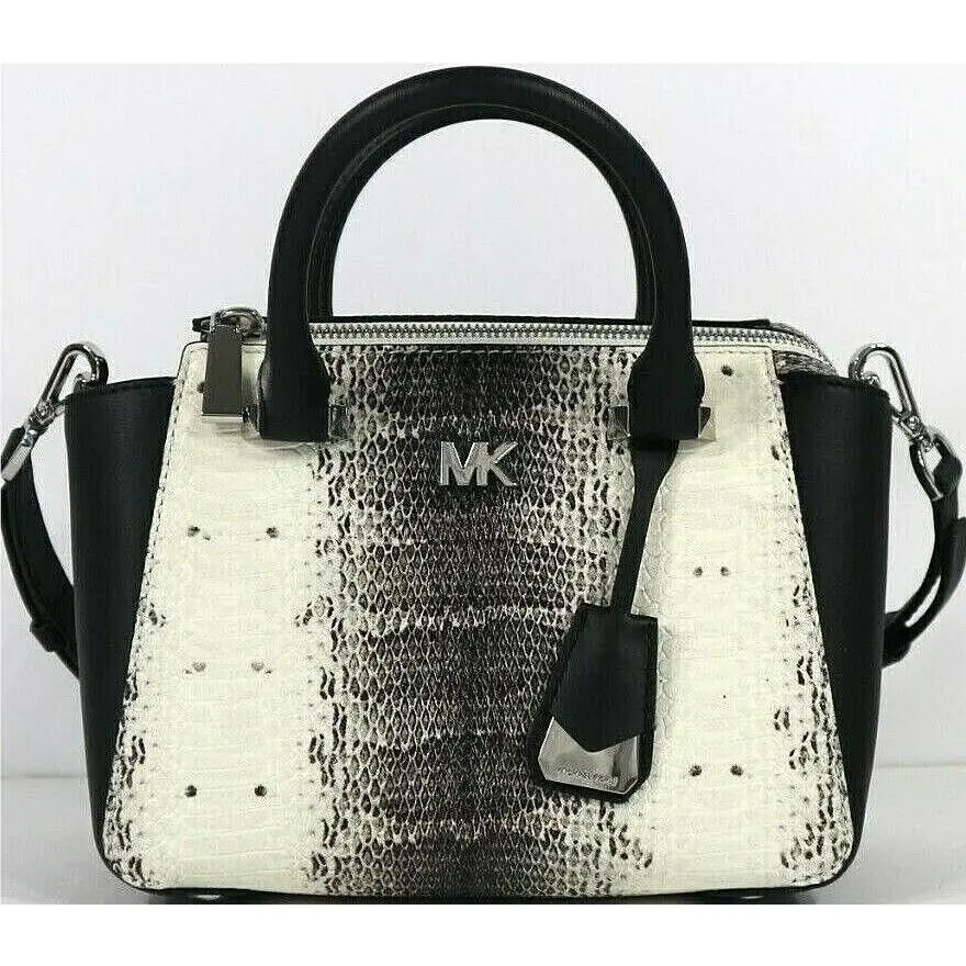 Michael Kors Nolita Mini Messenger Embossed Leather Natural/black NWT$328.00