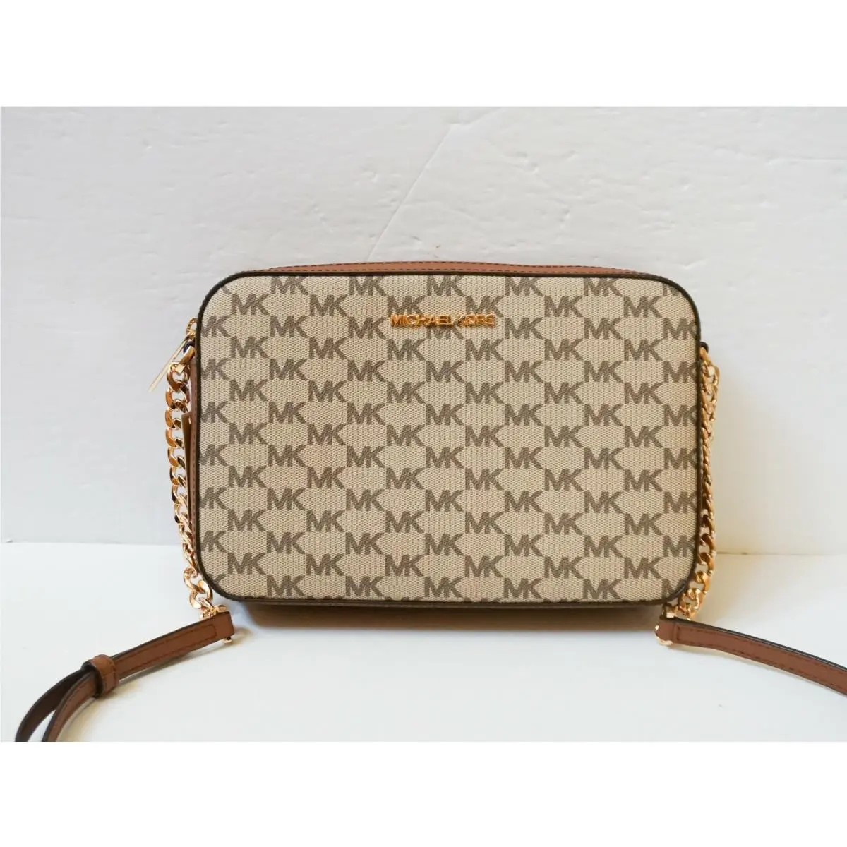 Jet Set Item East West Shoulder Crossbody Bag MK Brown Natural by Michael Kors