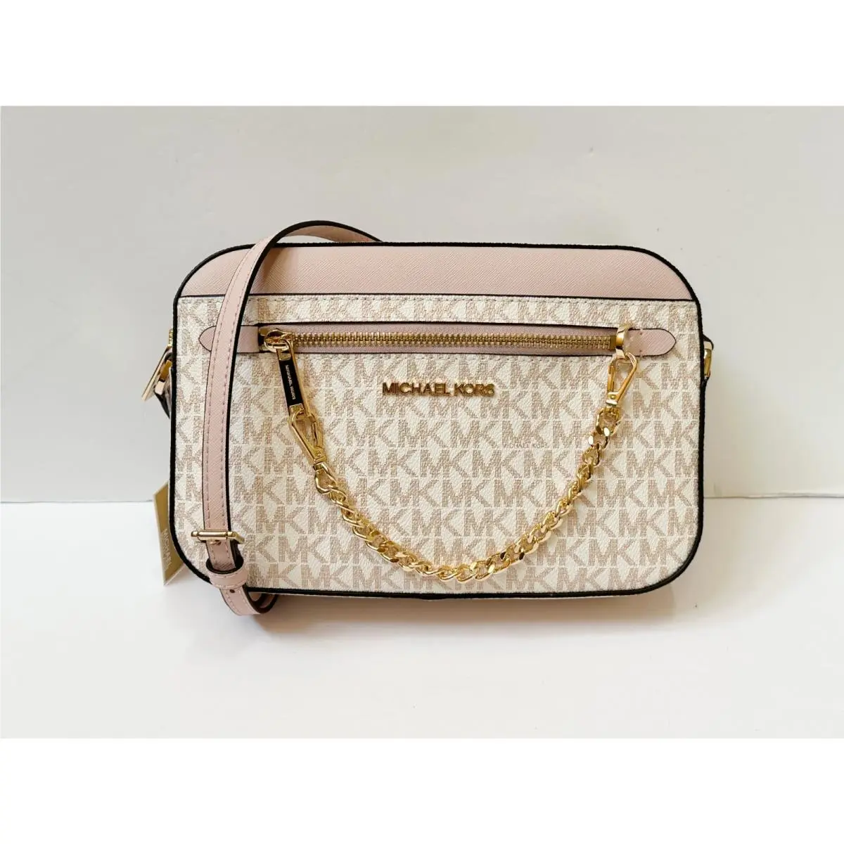 Jet Set Item East West Shoulder Crossbody Bag MK ROSE GOLD/OPTIC WHITE (NEW VERSION) by Michael Kors