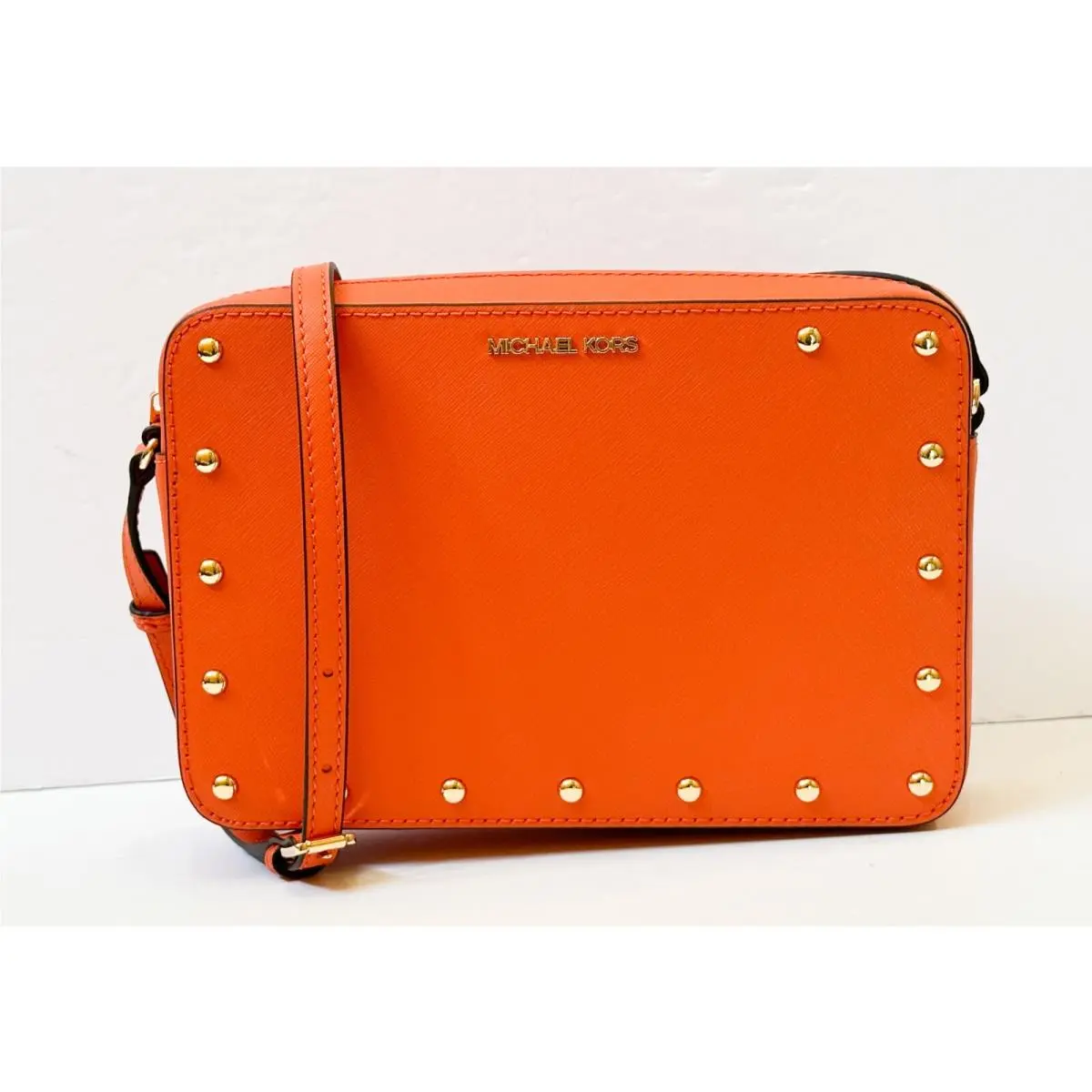 Jet Set Item East West Shoulder Crossbody Bag TANGERINE/GOLD STUDS by Michael Kors