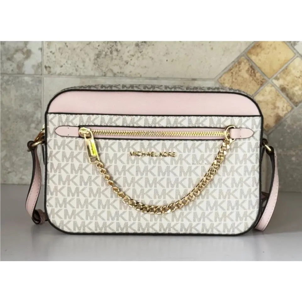 Jet Set Item East West Shoulder Crossbody Bag Chain MK Vanilla Pink New Version by Michael Kors