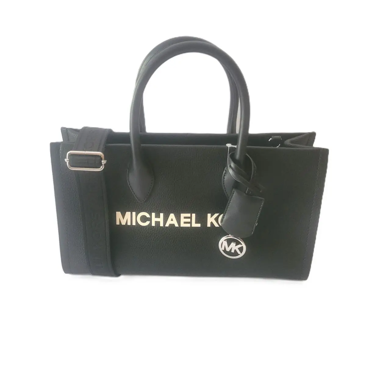 Mirella Medium EW Top Zip Satchel Black Pebbled Leather Crossbody by Michael Kors