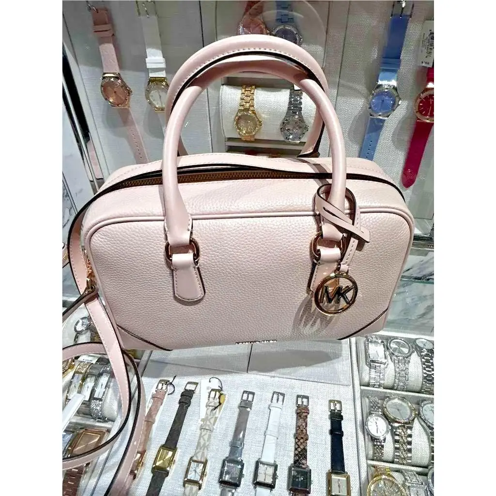 Thompson Women Medium Leather Duffle Satchel Bag Powder Blush Pink by Michael Kors
