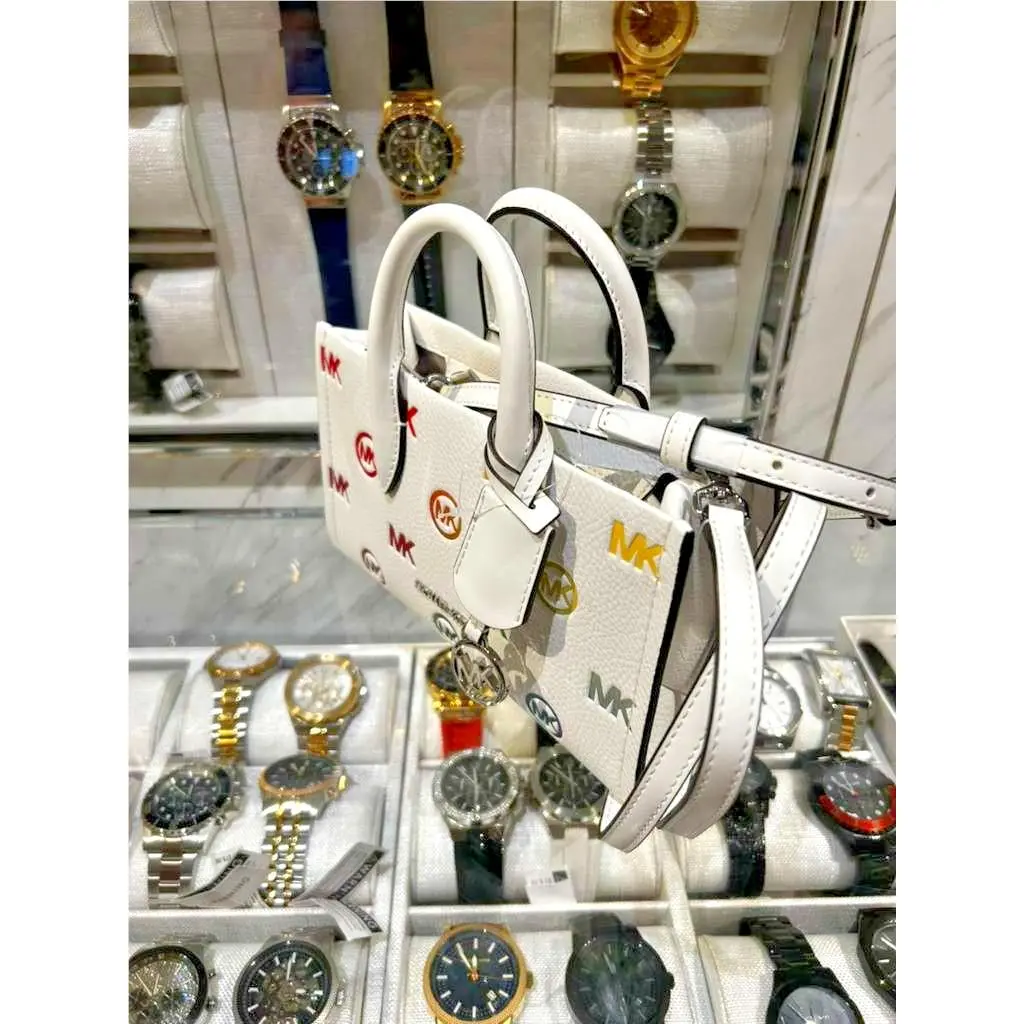 Michael Kors Mirella Women Small Convertible Crossbody Purse Bag Handbag White