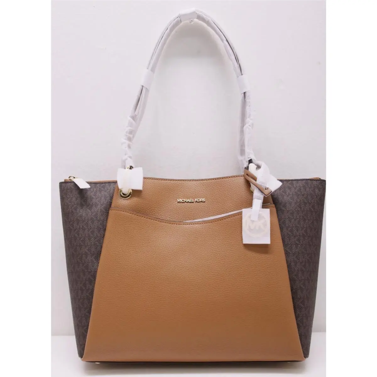 Michael Kors May Brown Large Top-zip Leather Tote Bag