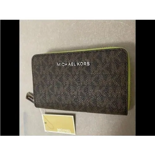 Michael Kors Jet Set Small Zip Card Case Wallet Lime 32H9SJ6D0B
