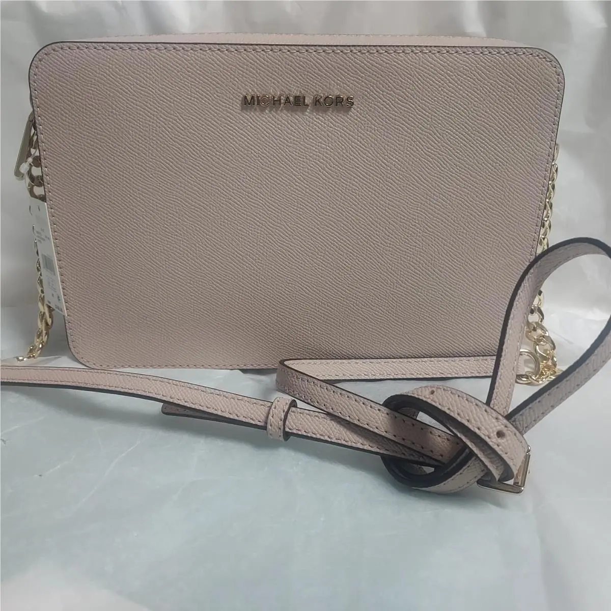 Michael Kors Jet Set Large Saffiano Leather Crossbody Bag in Soft Pink