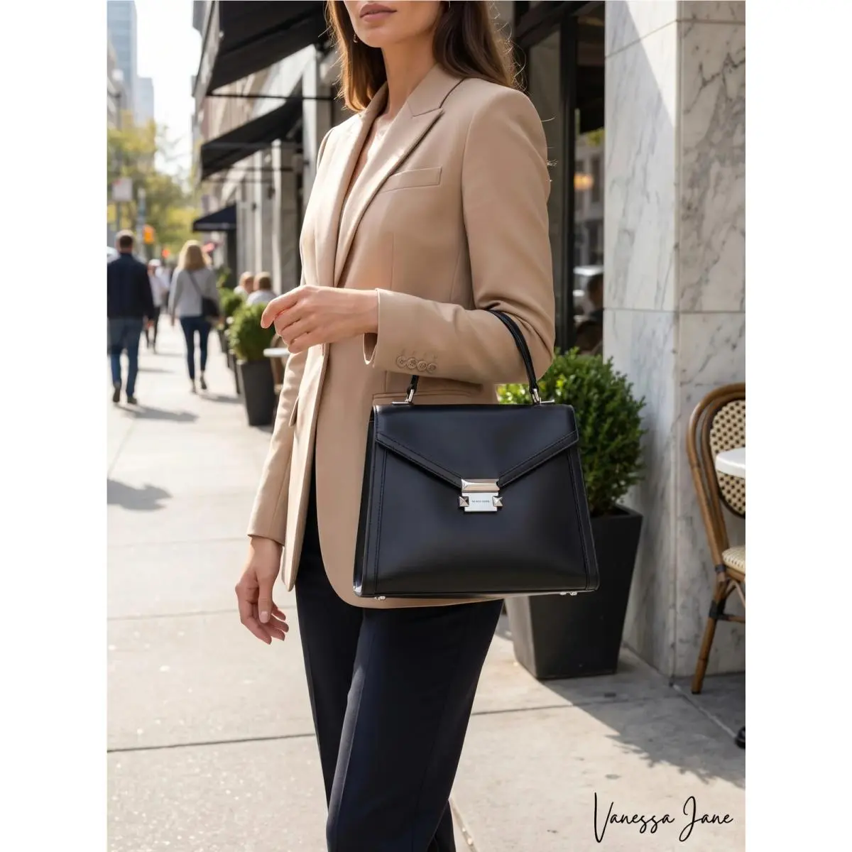 Michael Kors Whitney Large Leather Satchel 30T8SXIS3L Black