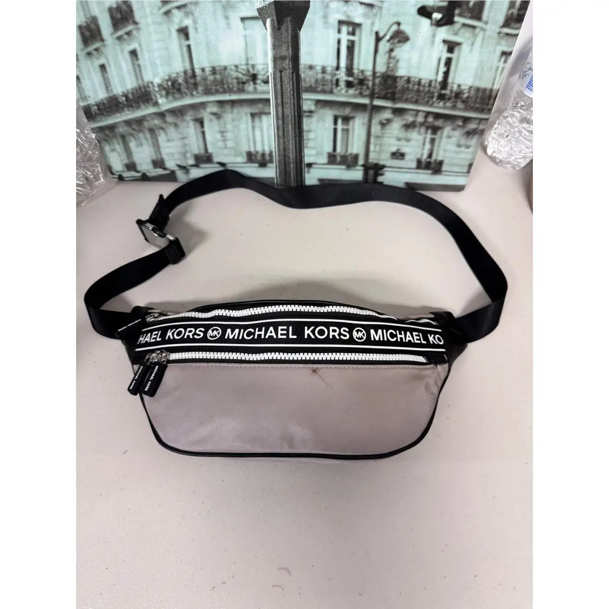 Michael Kors 35H9SY9N8C Kenly Medium Logo Tape Nylon Belt Bag