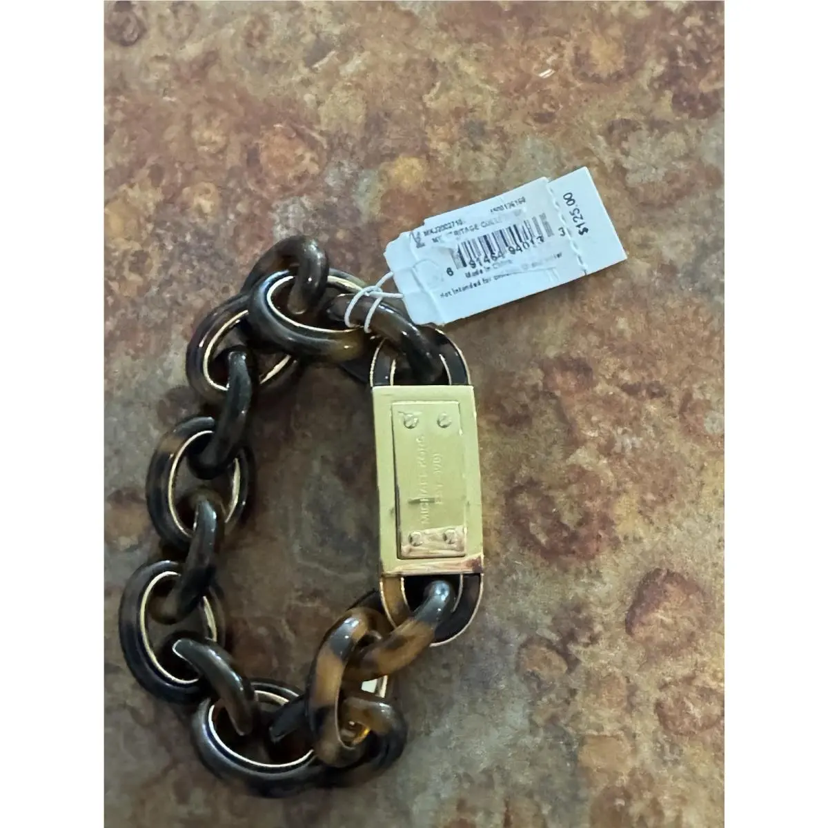 Heritage Plaque Bracelet Tortoise Shell with Gold by Michael Kors