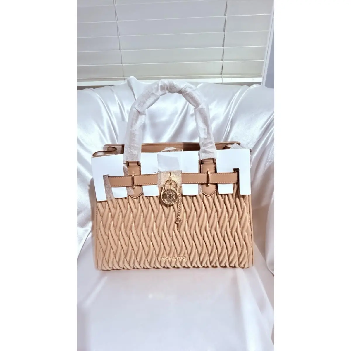 Michael Kors Hamilton Medium Satchel Bag Handbag Camel Brown Purse