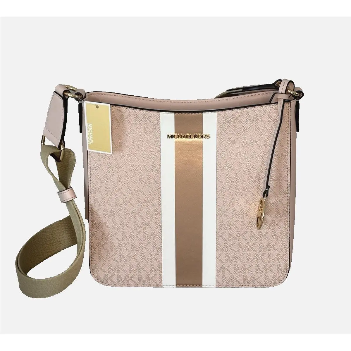 Michael Kors Blush Pink Gold Jet Set Purse Bag Signature Logo Crossbody