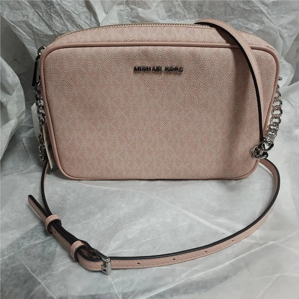 Michael Kors Jet Set Logo Medium Camera Pink MK Multi Crossbody Bag
