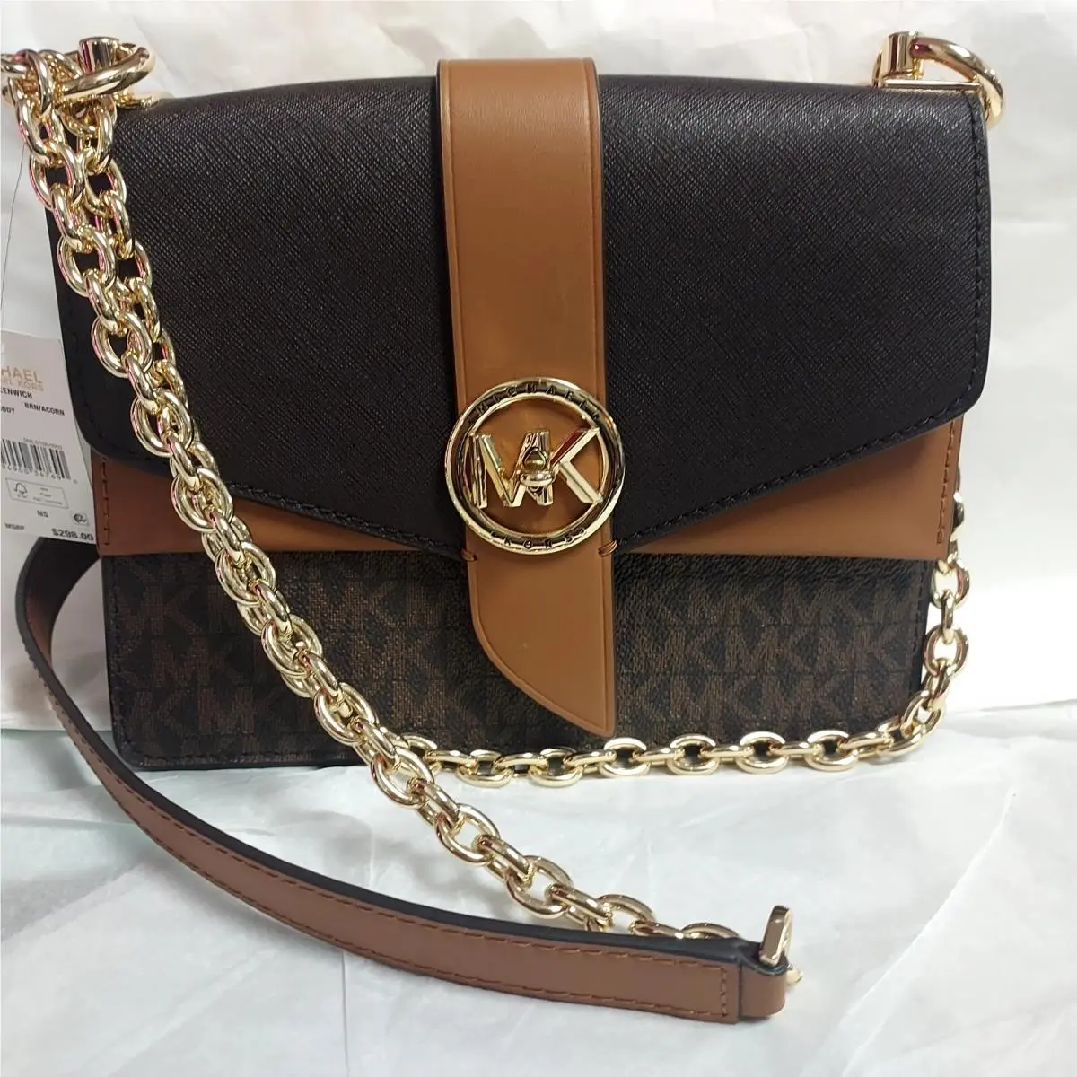 Michael Kors Signature Logo Greenwich Small Convertible Brown Acron Crossbody