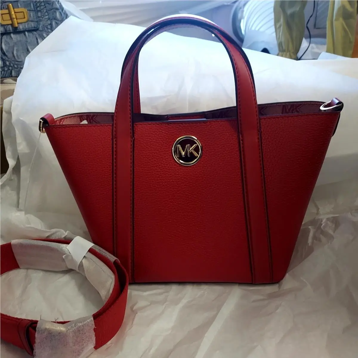 Hadleigh Small Double Handle Tote Bag in Terracotta Leather by Michael Kors