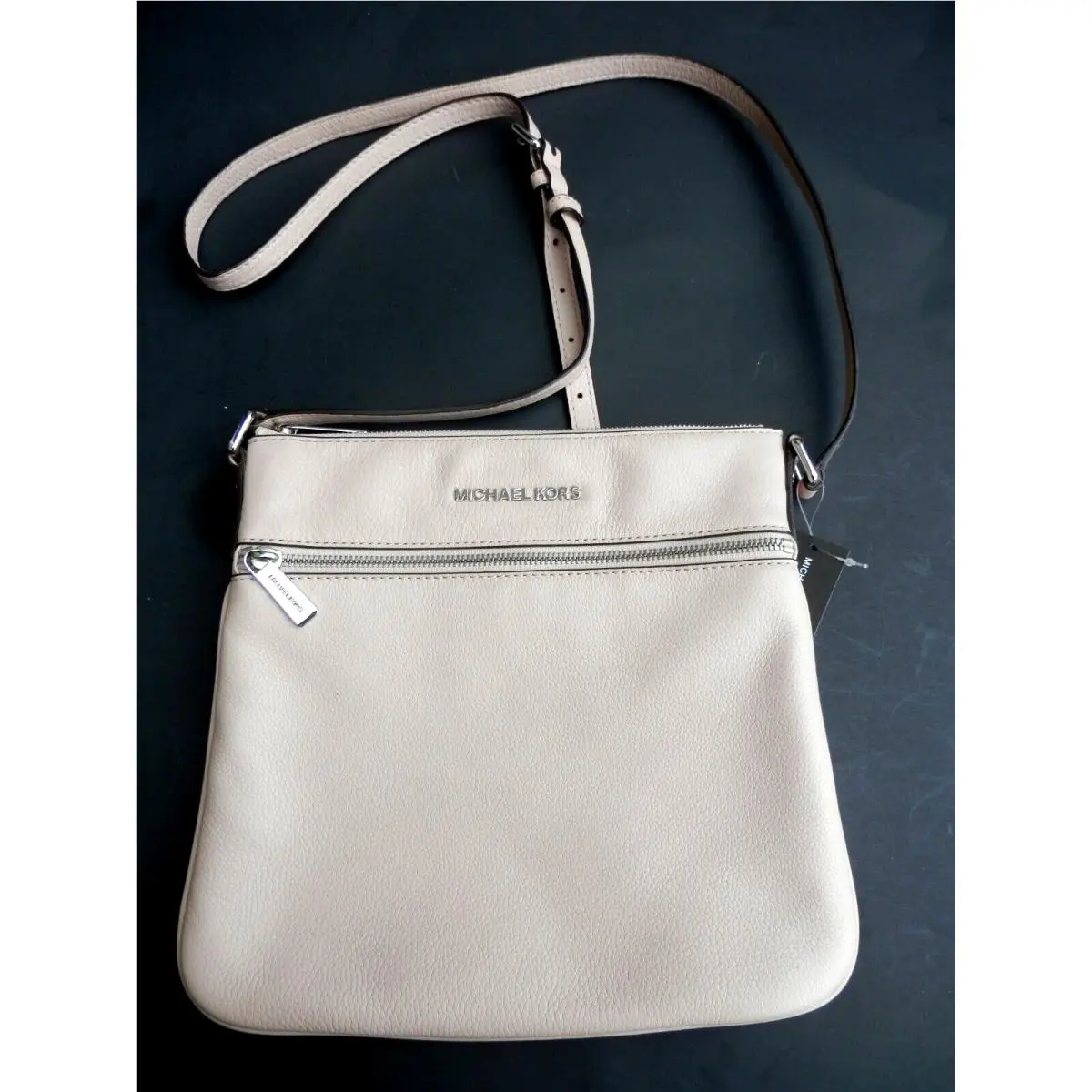 Michael Kors MK Riley Pale Pink Leather Crossbody Bag Purse