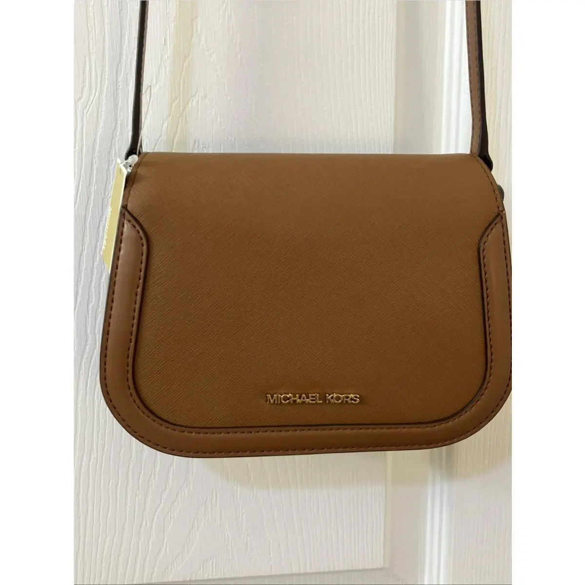 Michael Kors Lucie Small Saddle Shoulder Crossbody Leather Purse Handbag