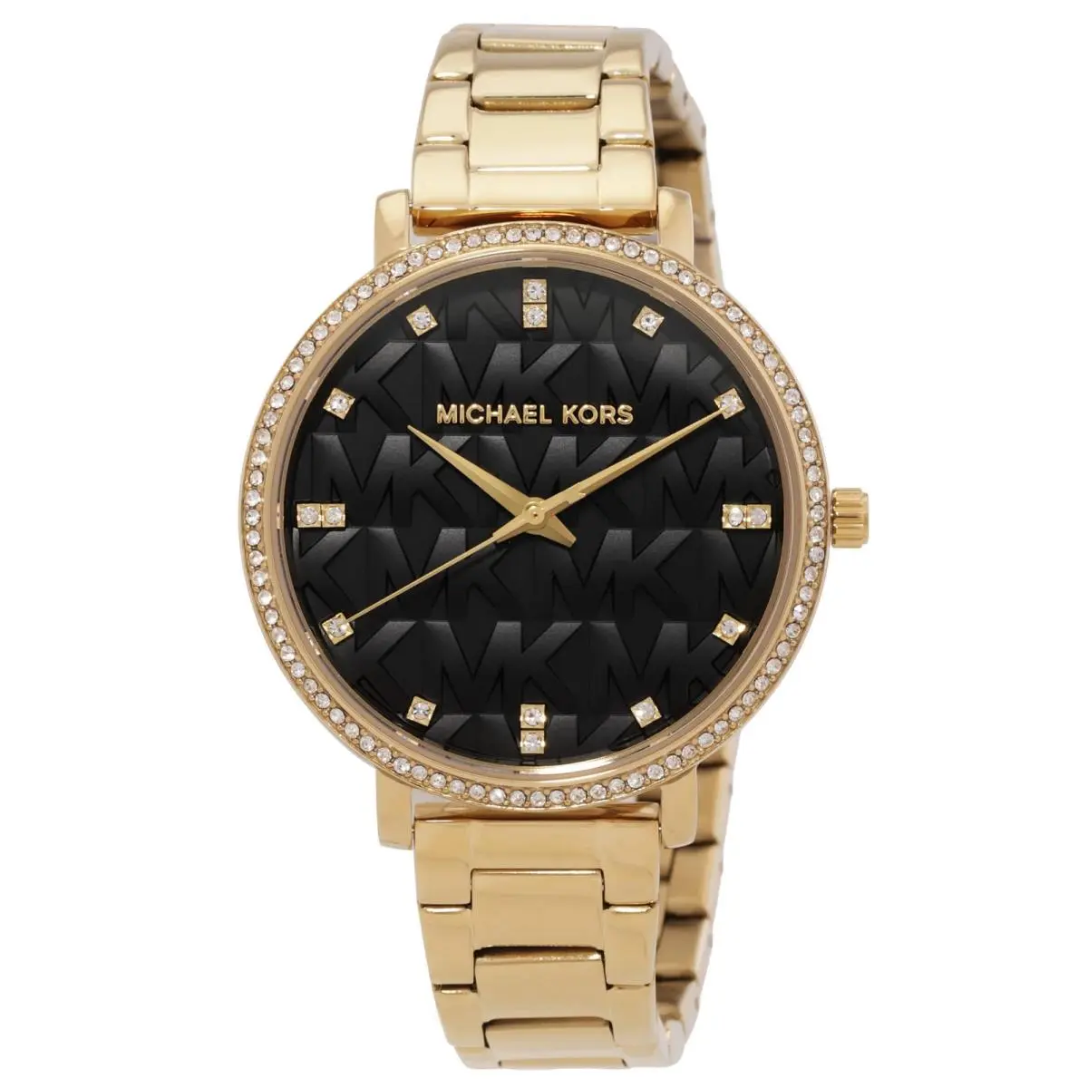 Michael Kors Pyper Quartz Crystal Black Dial Ladies Watch MK4916 - Black, Dial: Black, Band: Gold-tone