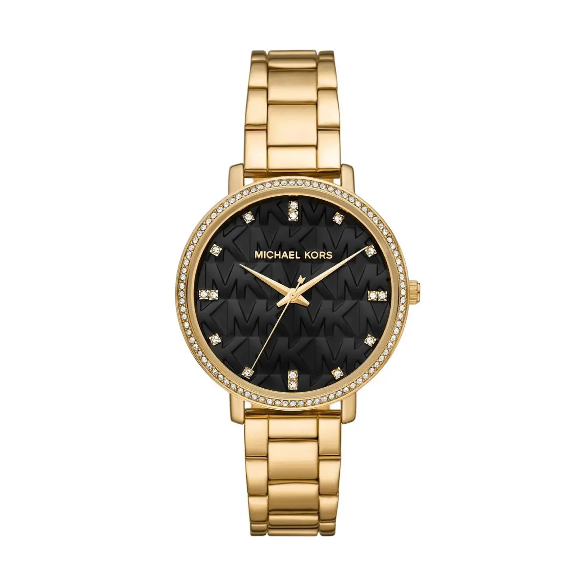 Michael Kors Pyper 38mm Black Dial Women`s Watch MK4916 - Dial: Black, Band: Gold