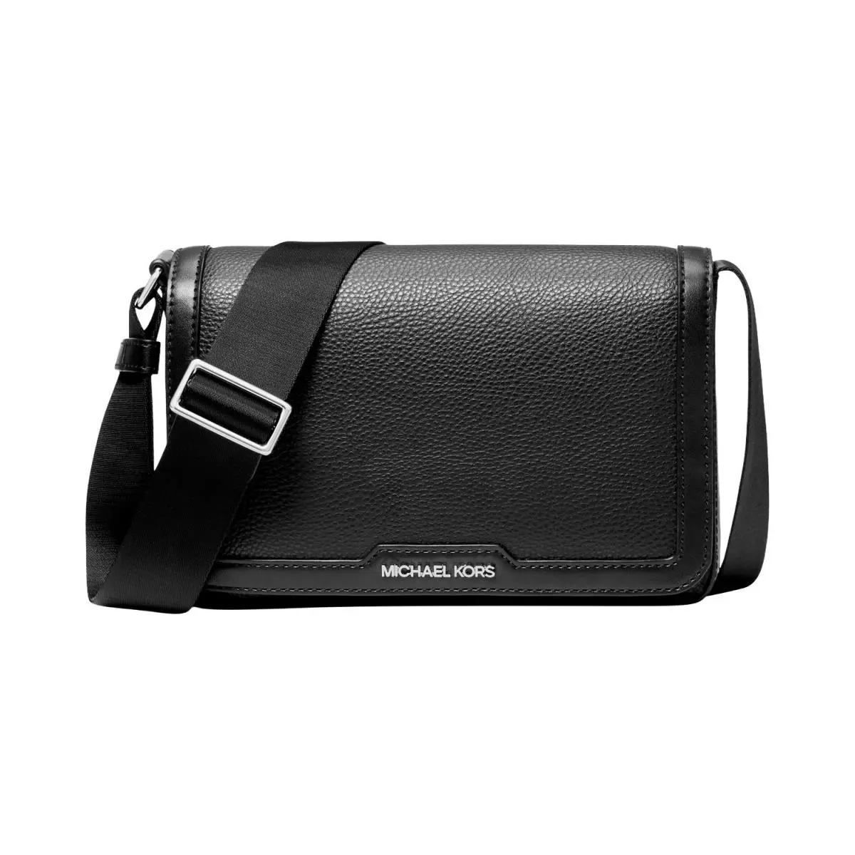 Michael Kors Mens Leather Mini-flap Logo Crossbody Bag Black
