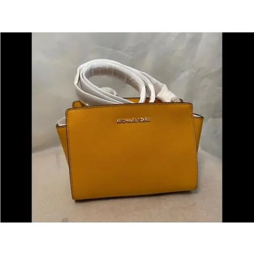 Michael Kors Selma Medium Leather Crossbody Marigold
