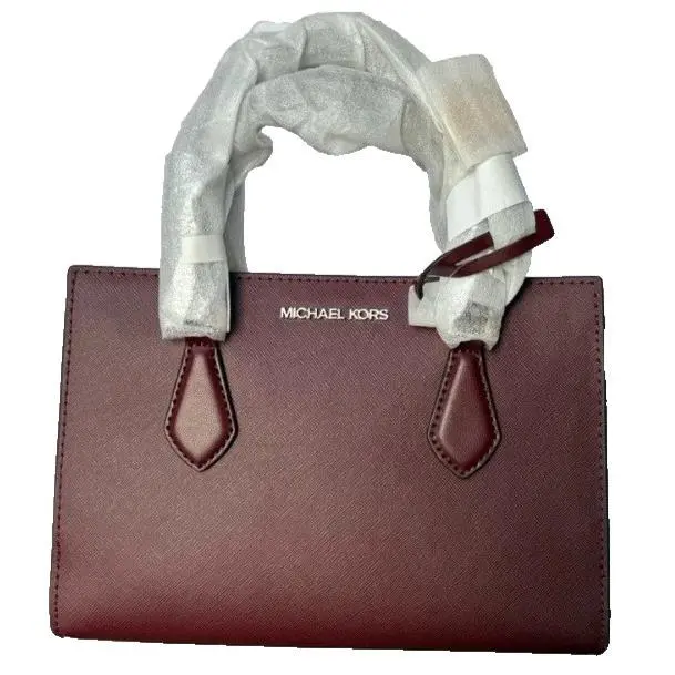 Michael Kors Sheila Sm CZ Satchel Vegan Leather Oxblood Crossbody Bag Purse