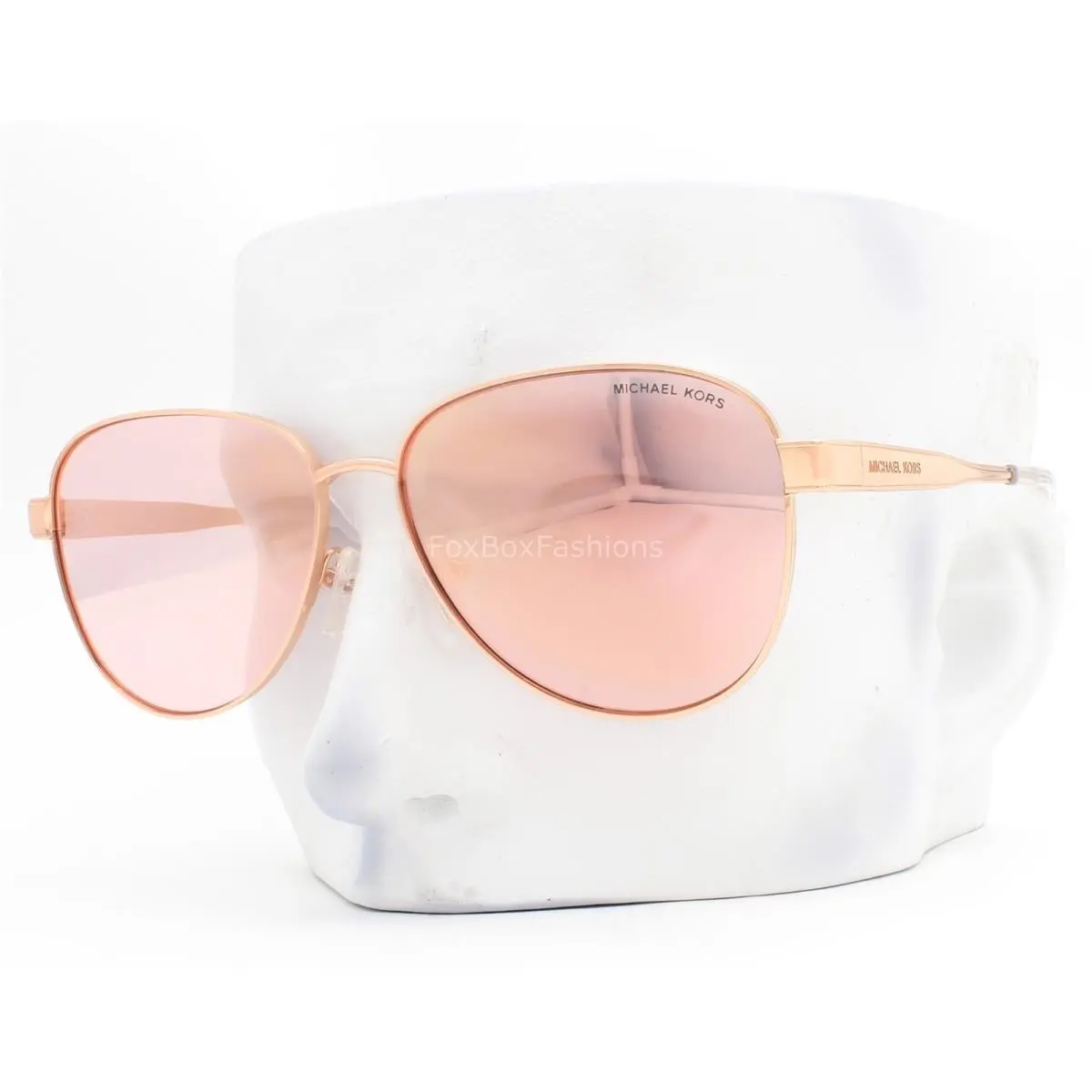 Biarritz Sunglasses MK 1160 11086X Shiny Rose Gold Mirrored W/case by Michael Kors