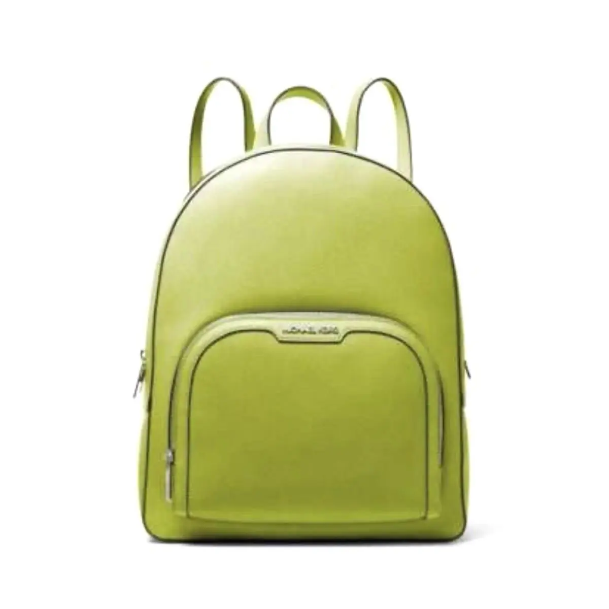Michael Kors Jaycee Pebbled Lime Leather Zipper Top Handle Large Backpack - Handle/Strap: Green, Hardware: Silver, Exterior: Lime