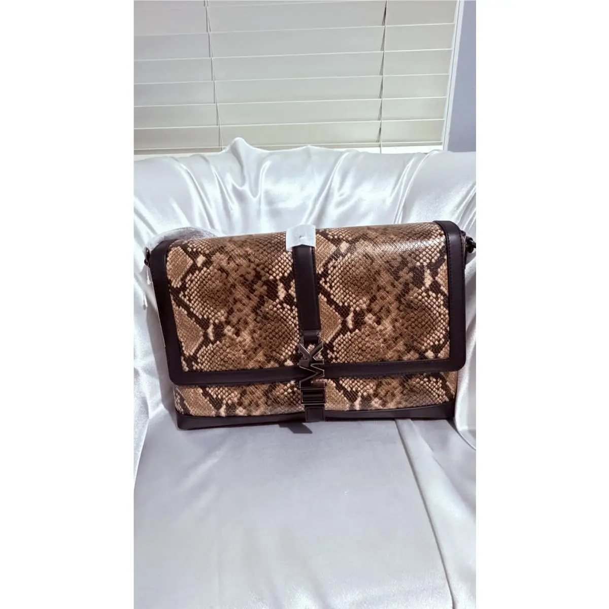 Michael Kors Men’s Cyrus Medium Messenger Leather Bag Snake Embossed Laptop Bag