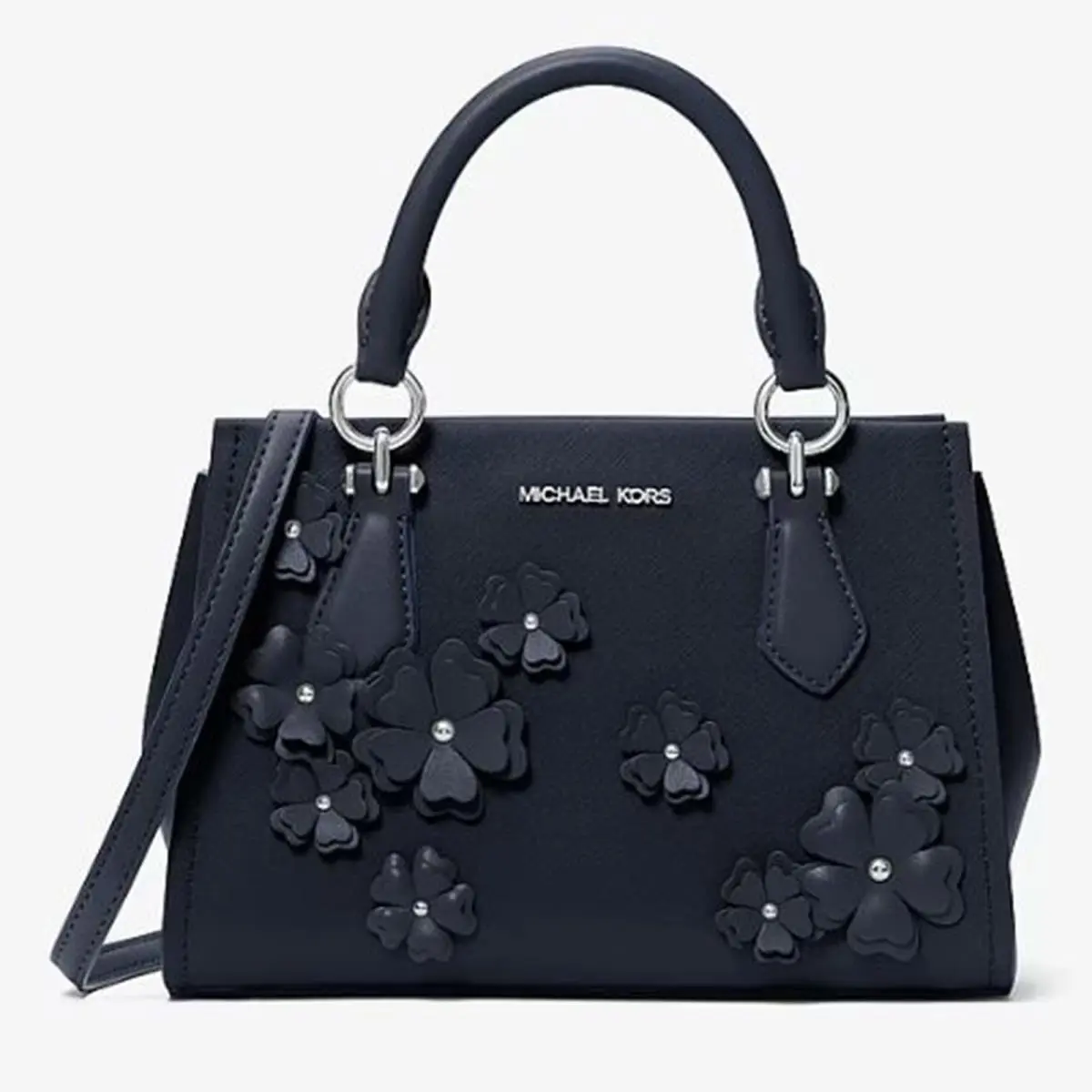 Michael Kors Marilyn Small Floral Embellished Satchel 35S6S6AM5L-Navy