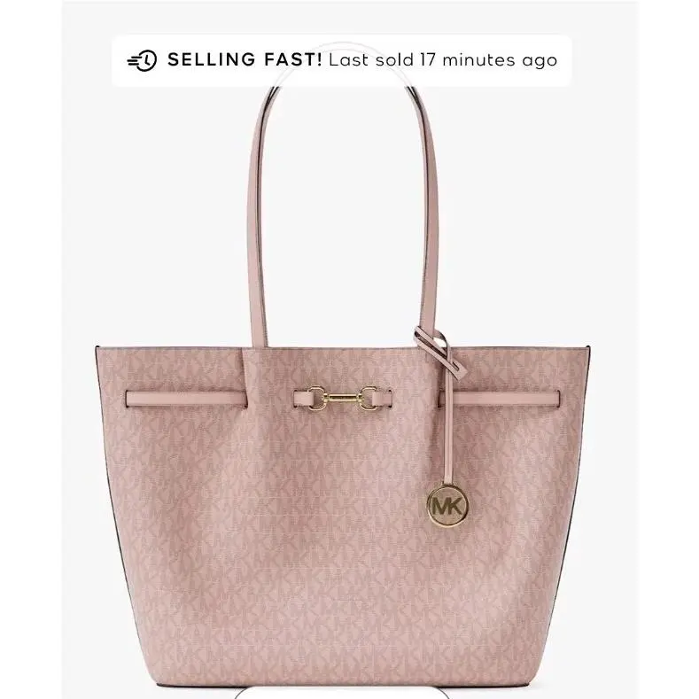 398 Michael Kors Carson Large Signature Logo Tote Bag Pink MK